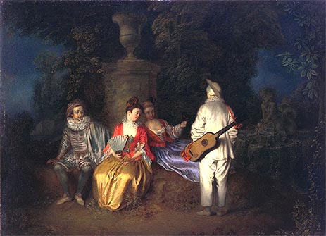 The Foursome (La Partie Quarree), c.1713 | Watteau | Gemälde Reproduktion