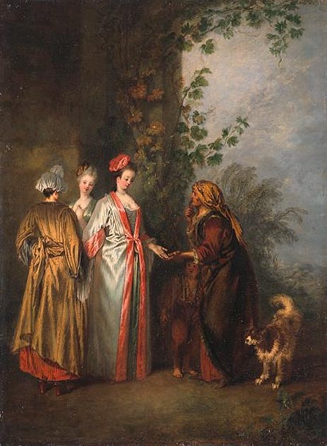 The Fortune Teller, c.1710 by Watteau | Painting Reproduction