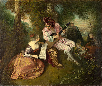The Scale of Love, c.1715/18 by Watteau | Painting Reproduction