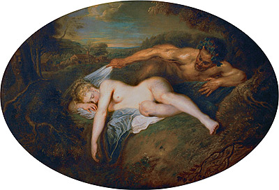Nymph and Satyr, c.1715/16 | Watteau | Gemälde Reproduktion