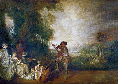 The Concert (The Music Lesson), 1717 by Watteau | Painting Reproduction