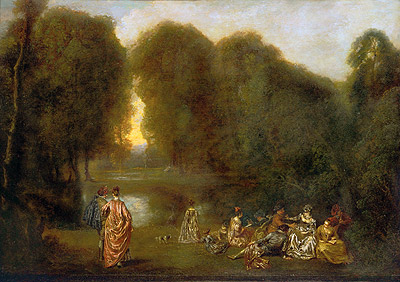 Company in a Park, c.1716/17 by Watteau | Painting Reproduction