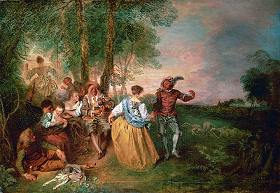 The Shepherds, n.d. by Watteau | Painting Reproduction