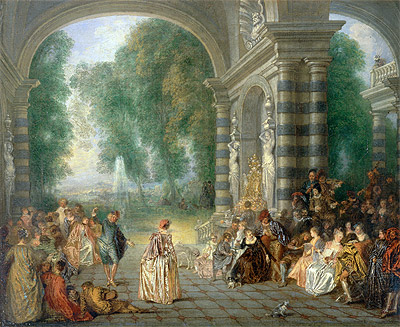 Pleasures of the Ball, c.1715/17 by Watteau | Painting Reproduction