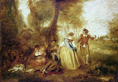 Pastoral Pleasures, c.1716 by Watteau | Painting Reproduction
