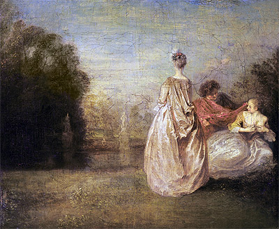 The Two Cousins, c.1716 | Watteau | Painting Reproduction