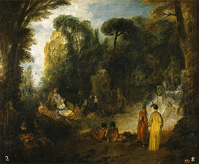 Gathering in a Park, c.1712/13 | Watteau | Painting Reproduction