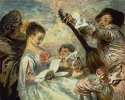 The Music Lesson, c.1717/18 | Watteau | Painting Reproduction