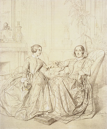 Comtesse Charles d'Agoult, nee Marie de Flavigny and Her Daughter Claire d'Agoult, 1849 | Ingres | Gemälde Reproduktion