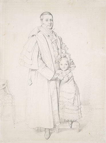 Portrait of Augustin Jordan and his Daughter Adrienne, 1817 | Ingres | Gemälde Reproduktion