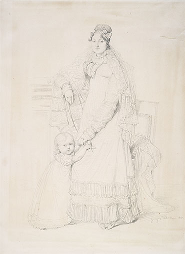 Portrait of Mme. Augustin Jordan and Her Son Gabriel, 1817 | Ingres | Gemälde Reproduktion
