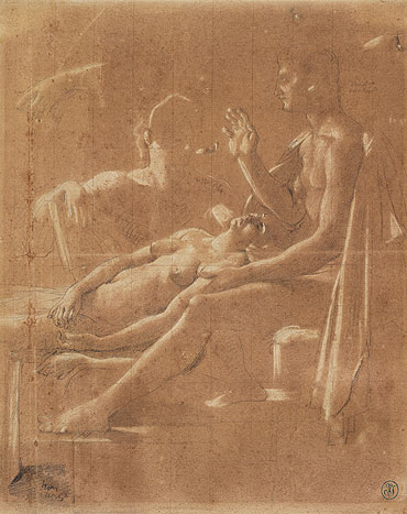 Study for 'Virgil Reading the Aeneid to Augustus', c.1812 by Ingres | Painting Reproduction