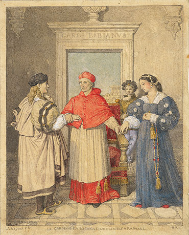 The Betrothal of Raphael and the Niece of ..., 1864 by Ingres | Painting Reproduction