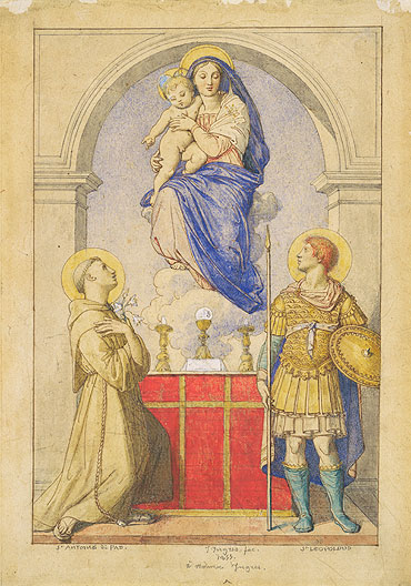 The Virgin and Child Appearing to Saints Anthony ..., 1855 by Ingres | Painting Reproduction