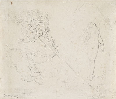 Roger Delivering Angelica, 1818 | Ingres | Gemälde Reproduktion