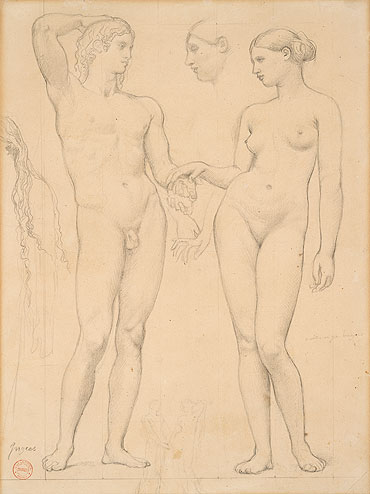 Studies of a Man and a Woman for 'The Golden Age', c.1843/48 | Ingres