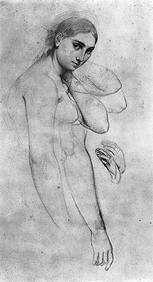 Study for 'Raphael and the Fornarina', n.d. | Ingres | Gemälde Reproduktion