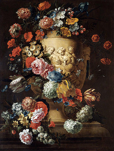 Still Life with a Sculpted Urn, undated | Jean Baptiste Bosschaert | Painting Reproduction