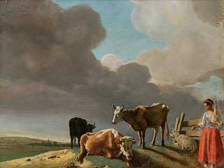 Landscape with Cows, c.1758/60 by Jean Etienne Liotard | Painting Reproduction