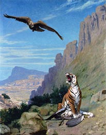 Tiger and Vulture, undated by Gerome | Painting Reproduction