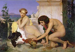 Young Greeks Encouraging Cocks to Fight, 1846 von Gerome | Gemälde-Reproduktion
