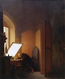 Rembrandt Etching a Plate in His Atelier, 1861 von Gerome | Gemälde-Reproduktion