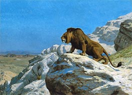 Lion on the Watch, c.1885 by Gerome | Painting Reproduction