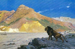 Lion in a Cliff, n.d. by Gerome | Painting Reproduction