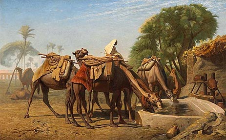 Camels at the Watering-Place, 1857 | Gerome | Painting Reproduction