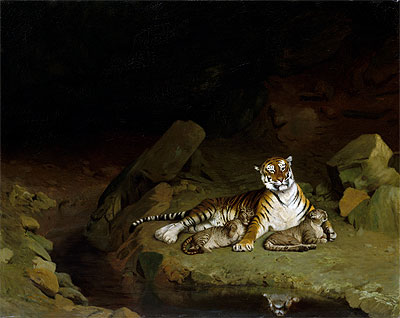 Tiger and Cubs, c.1884 by Gerome | Painting Reproduction