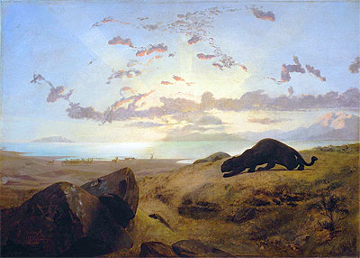 Black Panther Stalking a Herd of Deer, 1851 | Gerome | Painting Reproduction