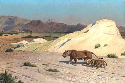 Lioness and Cubs, n.d. | Gerome | Painting Reproduction