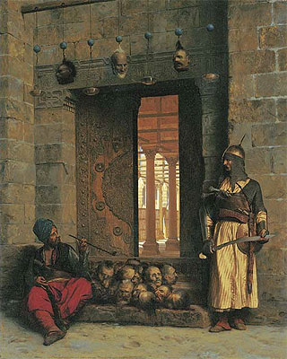 Das Tor zur Moschee El Assaneyn in Kairo, wo die Köpfe der Rebellen-Beys von Salek-Kachef ausgestellt wurden | Gerome | Gemälde Reproduktion