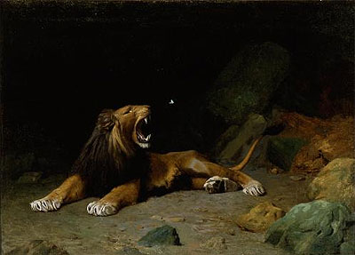 Lion Snapping at a Butterfly, 1889 by Gerome | Painting Reproduction