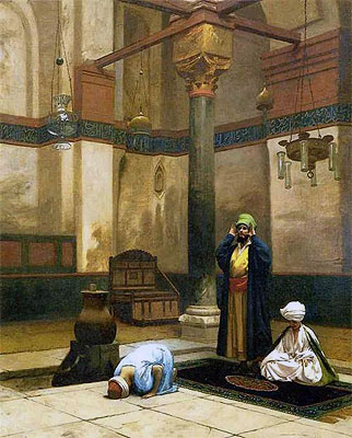 Three Worshippers Praying in a Corner of a Mosque, c.1880 | Gerome | Painting Reproduction