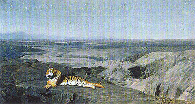Nacht in der Wüste (Tiger ruht im Mondlicht) | Gerome | Gemälde Reproduktion