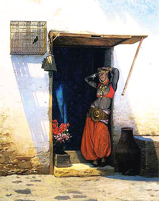 Woman of Cairo at Her Door, 1897 | Gerome | Gemälde Reproduktion