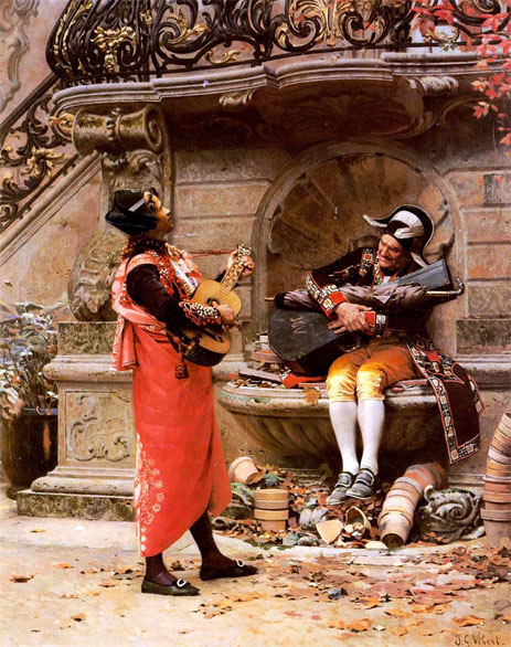 The Serenade, n.d. by Jehan Georges Vibert | Painting Reproduction