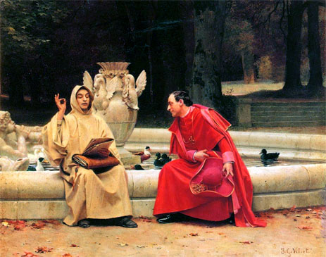 A Fine Point, n.d. by Jehan Georges Vibert | Painting Reproduction