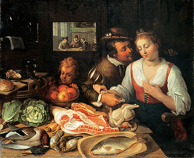 Kitchen Scene, 1613 | Jeremias van Winghe | Gemälde Reproduktion