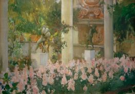 Matthiolas in the Garden of Sorollas House, c.1918 by Joaquín Sorolla | Painting Reproduction