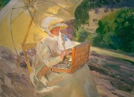 Maria Painting in El Pardo, 1907 by Joaquín Sorolla | Painting Reproduction