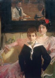 Lucrecia Arana and Her Son. The Benlliure Arana Family, 1906 by Joaquín Sorolla | Painting Reproduction