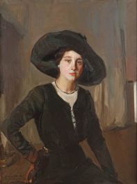 Elena in Black Hat, 1910 by Joaquín Sorolla | Painting Reproduction