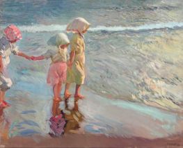 The Three Sisters on the Beach, 1908 by Joaquín Sorolla | Painting Reproduction