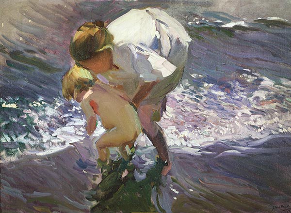 Baden am Strand, 1908 | Sorolla y Bastida | Gemälde Reproduktion