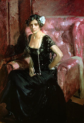 Clotilde in an Evening Dress, 1910 | Sorolla y Bastida | Painting Reproduction