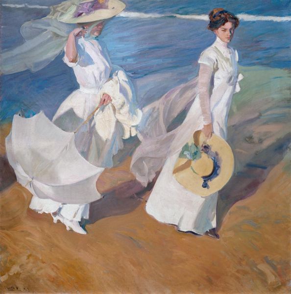 Strolling along the Seashore, 1909 | Sorolla y Bastida | Painting Reproduction