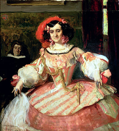Portrait of Maria Guerrero, actress and director of Teatro Espanol in Madrid, 1906 | Sorolla y Bastida | Painting Reproduction