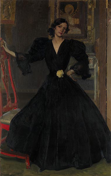 Señora de Sorolla in Black, 1906 | Sorolla y Bastida | Painting Reproduction